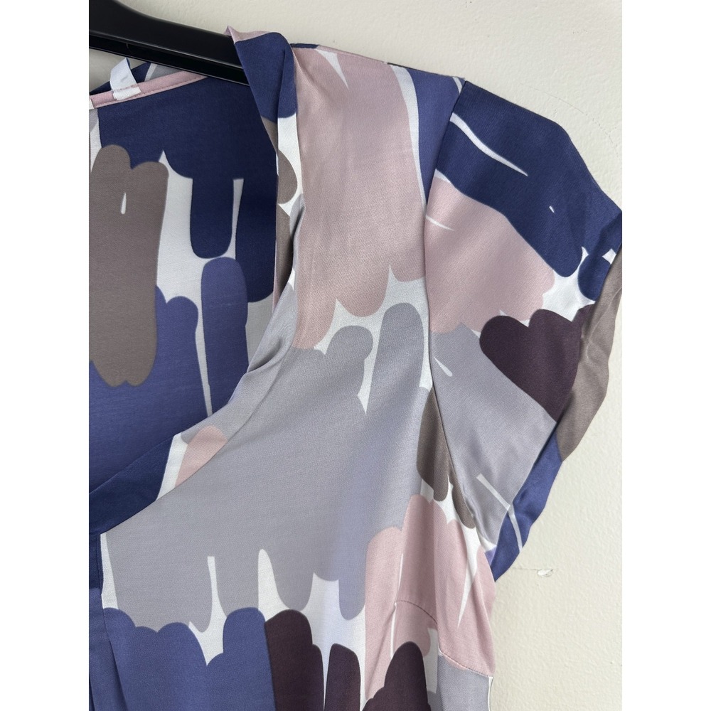 Boden Silk Blend Abstract Brushstroke Print Pleated Cap Sleeve Top Womens US 4 - Picture 6 of 12